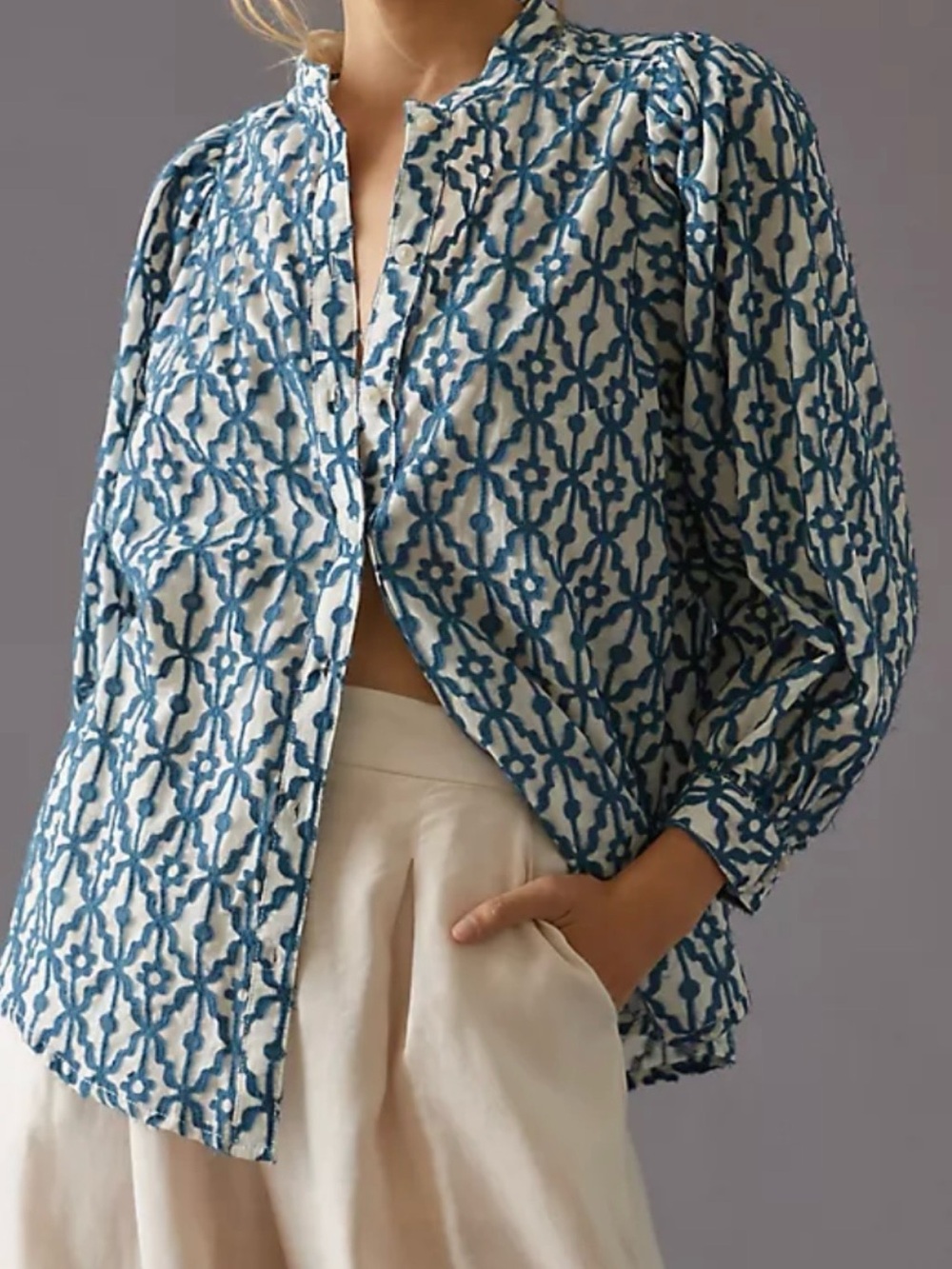 Anthropologie Pilcro  Bella Geometric Button-Up Blouse